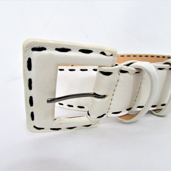 Richard Gampel ivory leather belt 36